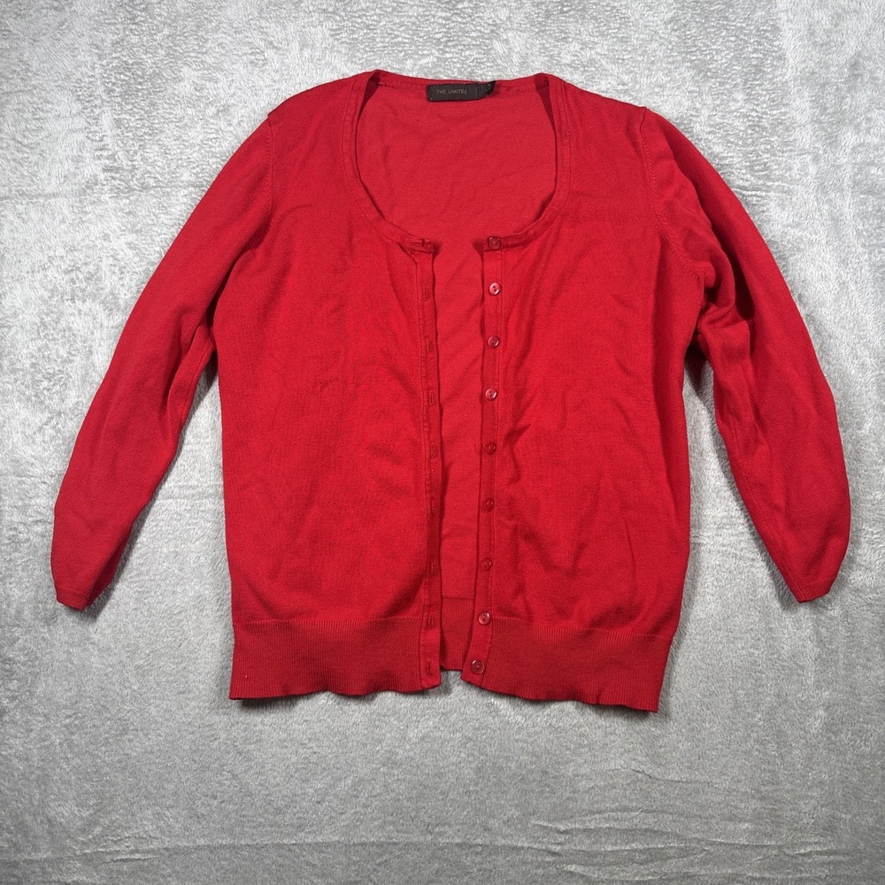 The Limited Women's Cardigan Red Button‎ Up Soft Size Large
